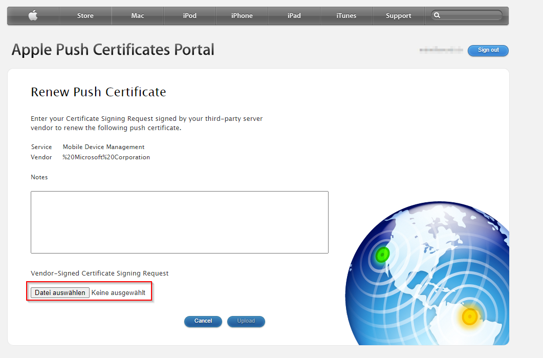 Upload CSR and download renewed PEM certificate from Apple